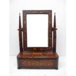 A 19th century Dutch marquetry inlaid dressing mirror, with central swivel mirror framed with inlaid