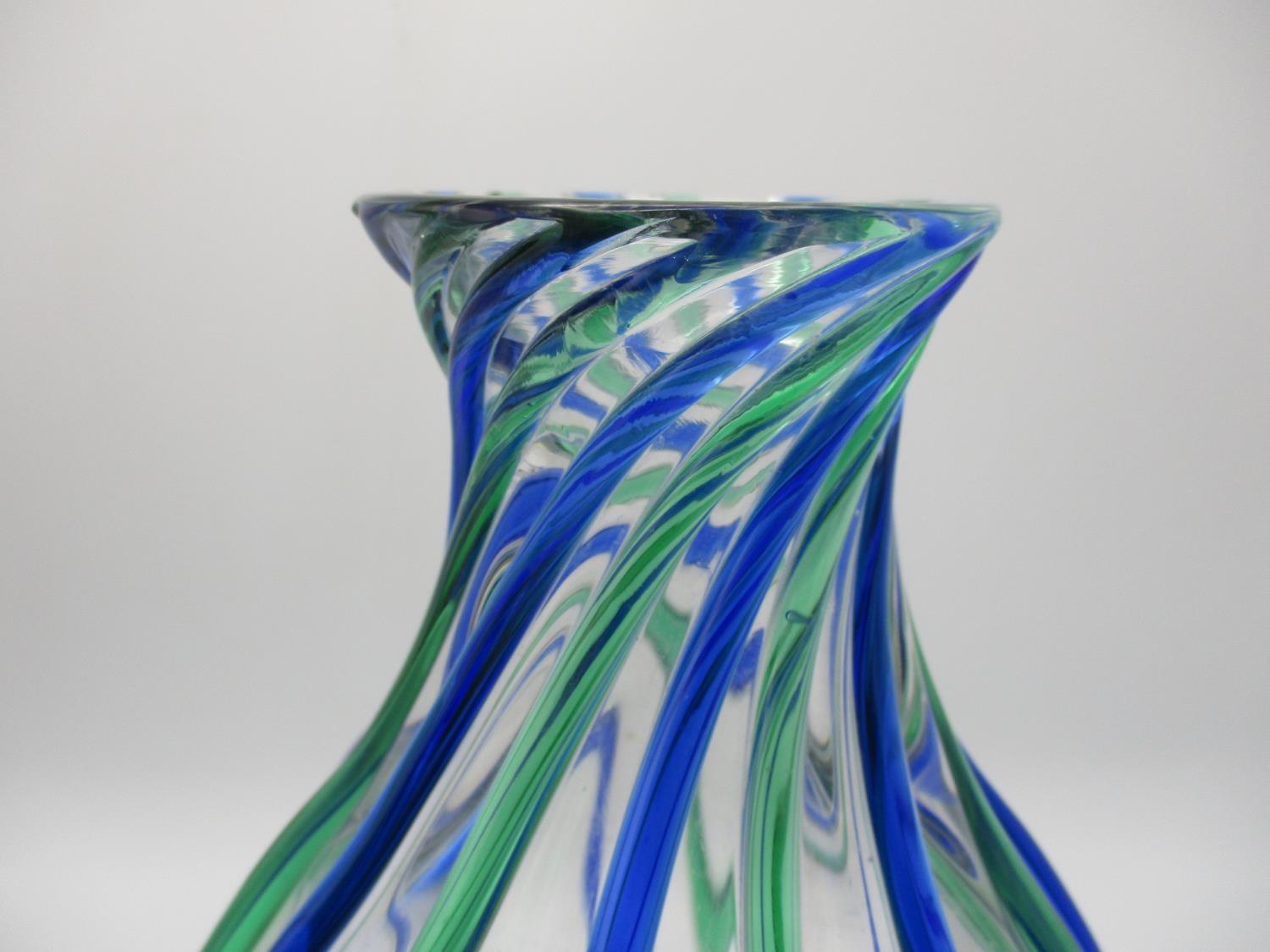 A large 1970s Murano vase by Archimede Seguso, of baluster form with blue and green tubed bands - Image 2 of 4