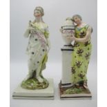 Two early 19th Century Staffordshire pearlware figures, modelled as Grecian style women with long
