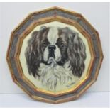 British School, 19th century medallion portrait of a cavalier King Charles spaniel, pastel on paper,