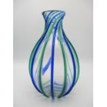 A large 1970s Murano vase by Archimede Seguso, of baluster form with blue and green tubed bands