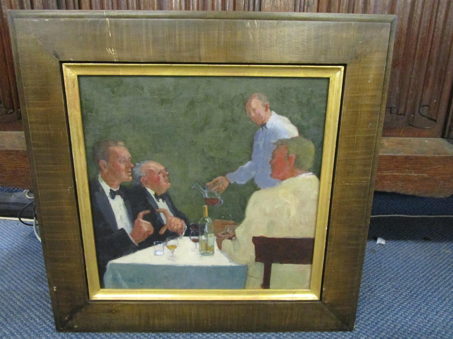 Toby Ward (b.1965) British 'Dinner', depicting gentlemen in a restaurant, signed and dated 05 to - Image 3 of 11