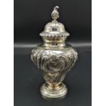 A late Victorian silver tea canister by Charles Stuart Harris, London 1900, of baluster form with
