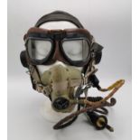 A WWII RAF C-type flying helmet, 1st pattern, internally wired with mask, together with a pair of