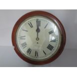 A Late 19th/early 20th century walnut dial clock, the 14 inch dial having painted Roman numerals and