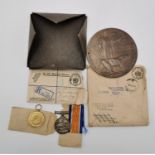 A WWI Victory medal, British war medal and a Death plaque to Fletcher Edward Cowley stamped 27853