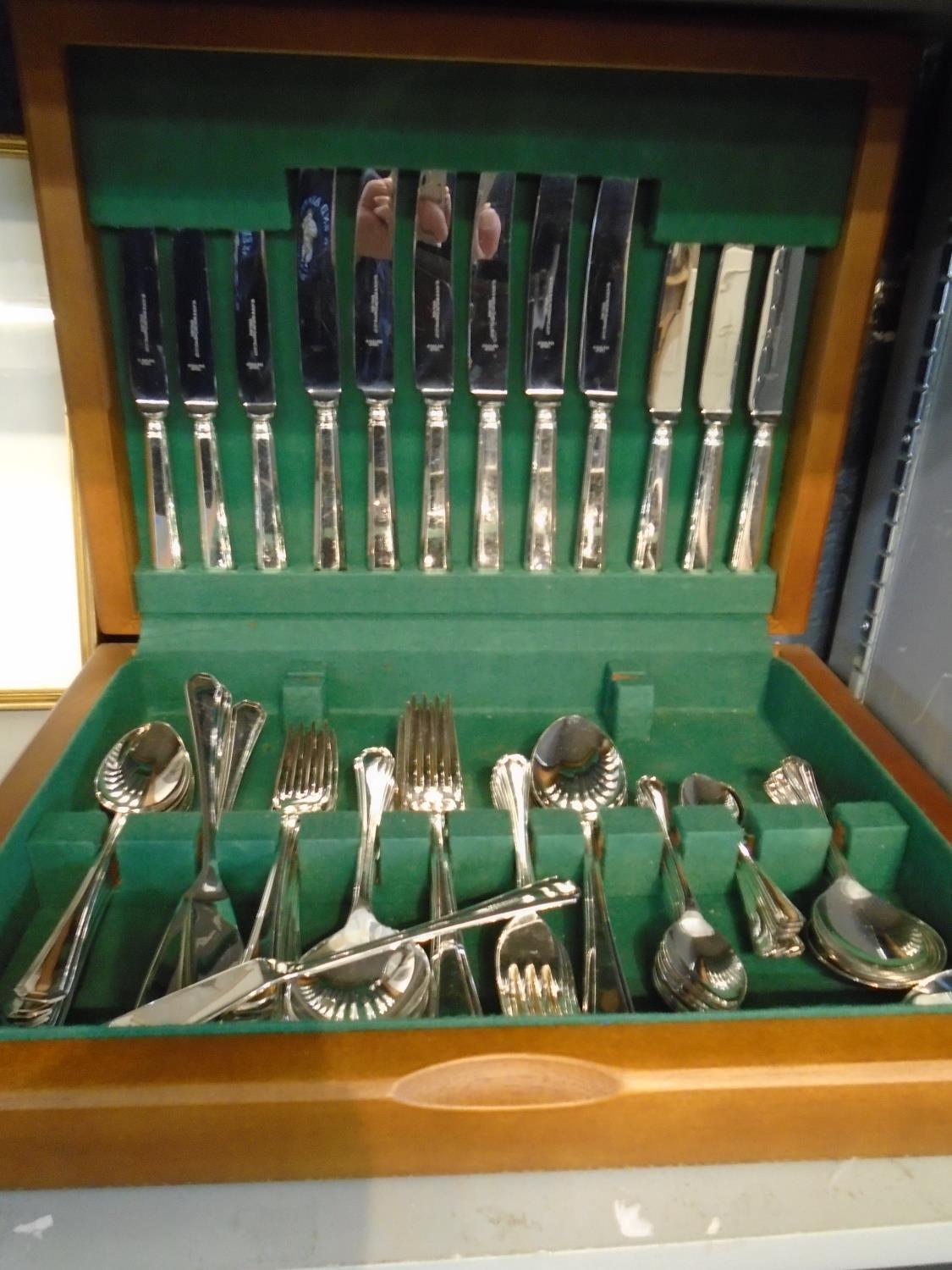 A selection of silver plated cutlery to include a wooden cased Slack and Barlow cutlery set, a - Image 4 of 4