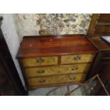 A Victorian walnut washstand chest of two short and two long drawers, extended back, burr walnut