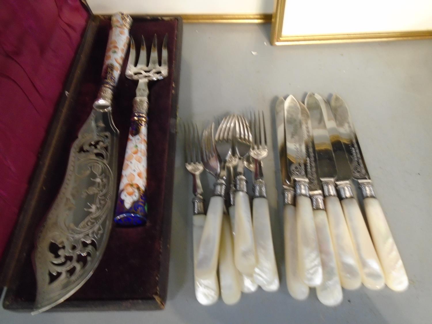 A selection of silver plated cutlery to include a wooden cased Slack and Barlow cutlery set, a - Image 2 of 4