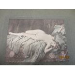 A selection of mixed pictures and prints to include a bound portfolio of Russian nude prints