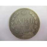 An 1860 Emperor Alexander of Russia silver 1 Ruble coin (probably replica)