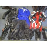 A Sparco Karting race suit size L together with Spidi motorcycle leathers size 50 and a Furygan