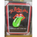 A limited edition number 3 of 10 Rolling Stones print by street artist Al - framed, glazed and