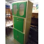 A 1950's Super Pantrix cream and green painted kitchen cabinet, reprinted 178 x 68.5 x 40cm
