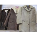 Three 1970's sheepskin leather and shearling coats, various sizes, to include one fashioned by