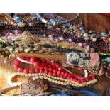 Late 20th century costume jewellery, two Harrods key rings, mixed 20th century dressing table