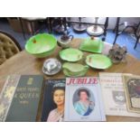 Beswick Lettuce ware A/F, mixed 20th century ceramics and commemorative books and programmes