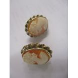 A pair of 9ct gold framed oval cameo earrings