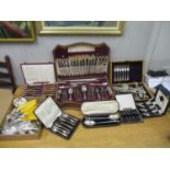 A large collection of silver plated flatware to include a near complete canteen and a cased set of