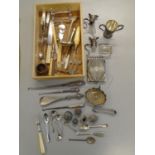 A selection of silver and silver plated items to include a silver twin handled trophy cup, three