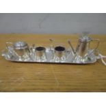 A 20th century miniature silver tea set and matching tray, by Walter Albert Humphries