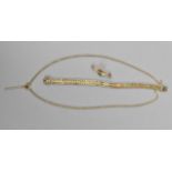 A 9ct gold flat link bracelet with box clasp, with textured detail to each link, 18 cm long,
