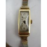 An Art Deco 9ct gold ladies manual wind wristwatch. The dial inscribed Mappin with Arabic