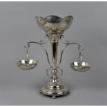 A George V silver epergne by Barker Brothers, Chester 1920, designed with central tapered body