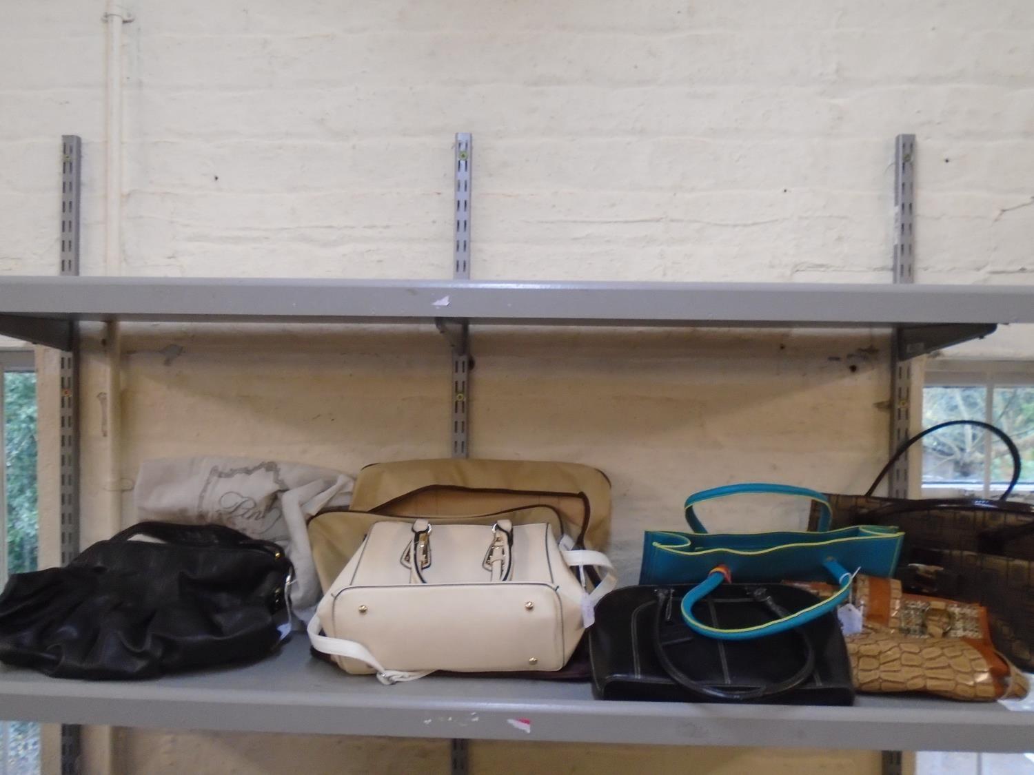 Vintage suitcases and briefcase together with handbags to include one by Natalie Anderson and DKNY