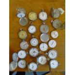 A group of twenty pocket watches and movements to include Cyma, Smiths, Novoris, G & M Simons
