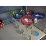 Six Bohemian hock glasses, five matching, one similar Condition: no apparent chips or cracks