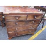 A 19th century mahogany five drawer chest, on bracket feet, 102 h x 109cm w Location: BR