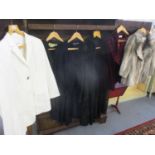 A Joseph Ribkoff faux fur jacket uk size 167, an Ann Balon black cotton and sequined evening robe,