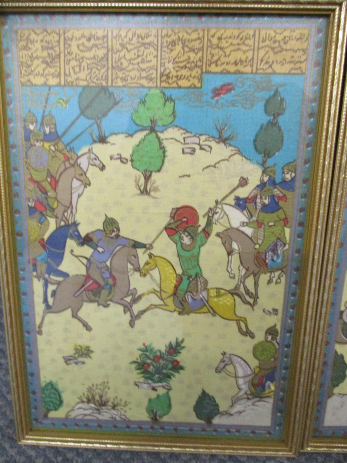 A set of three 20th century Persian silk embroideries, framed and glazed, 29 x 19xcm Location: RWB - Bild 2 aus 4
