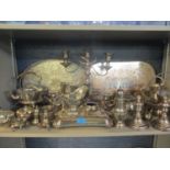 A quantity of silver and silver plate to include a pair of 1920's silver trumpet formed specimen