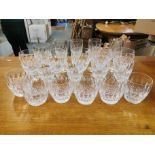 Waterford Colleen crystal glasses, comprising four port glasses, six short tumblers, six stemmed