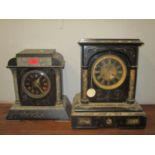 Two late 19th/early 20th century slate and marble mantle clocks A/F Location: RWB
