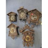 Five 20th century German cuckoo clocks Location: BWL