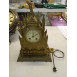 A 19th century gilt brass cathedral style cased mantle clock A/F Location: 8:4