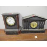 Two late 19th/early 20th century slate and marble mantle clocks A/F Location: RWB