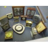 A selection of mantle and wall clocks to include a Hettich clock, a Jerome & Co pat. Oct 3rd 1883