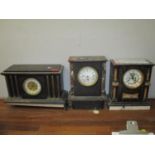 Three late 19th/early 20h century slate and marble mantle clocks A/F Location: RWB