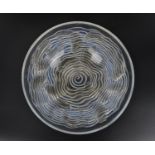 A René Lalique opalescent glass 'Dauphins' pattern bowl, mid century, pattern number 423, with
