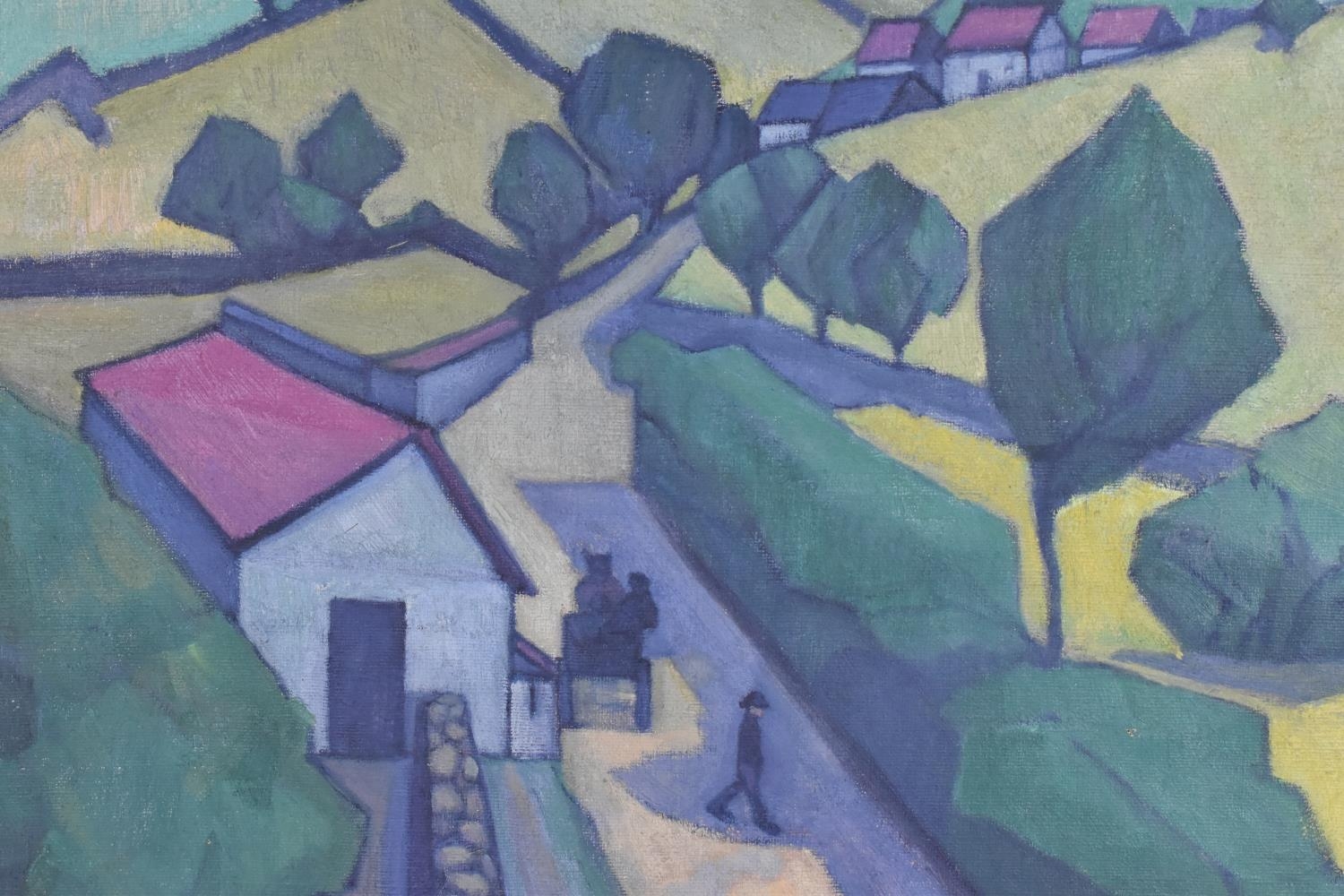 Stanislawa de Karlowska (1876-1952) Polish 'A road in the Black Down Hills', signed lower right, oil - Image 3 of 6