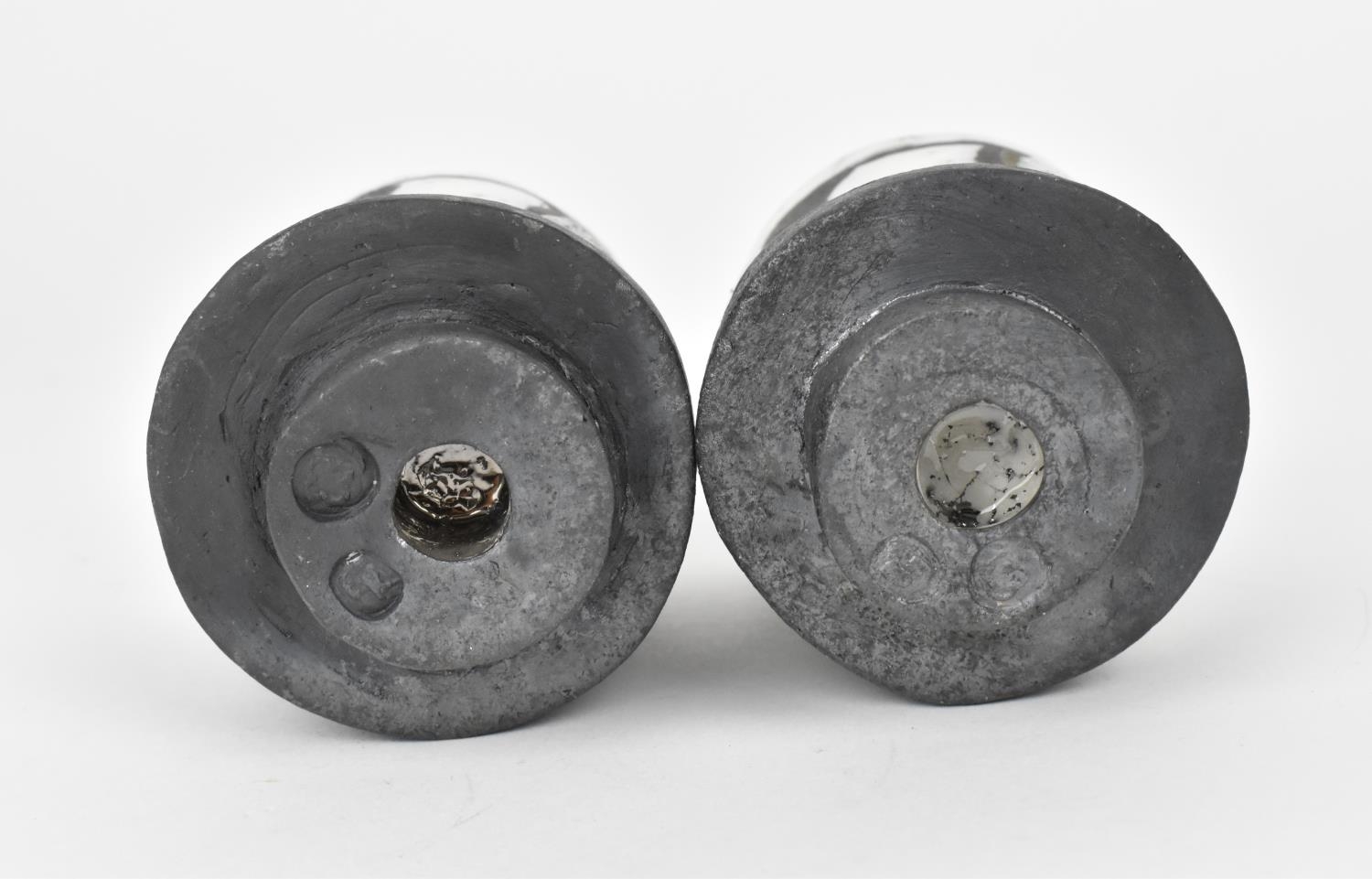 Elizabeth Raeburn (b.1943) British a pair of raku pottery footed cups of tubular form with raised - Image 4 of 4