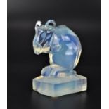 An Art Deco Sabino opalescent glass 'Souris' mouse car mascot, in the cubist style, with moulded
