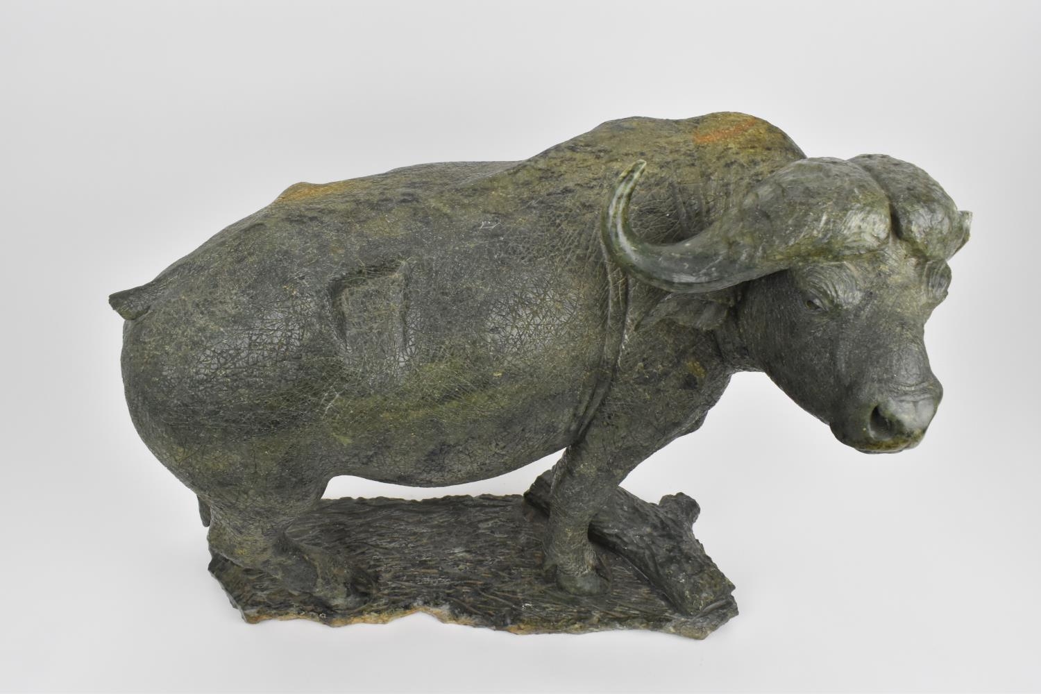 Taurai Maisiri (b. 1959), Zimbabwe a contemporary shona stone sculpture of a water buffalo, - Image 2 of 8