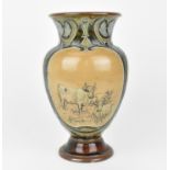 A Doulton Lambeth stoneware vase by Hannah Barlow, designed with sgraffito decorations of grazing