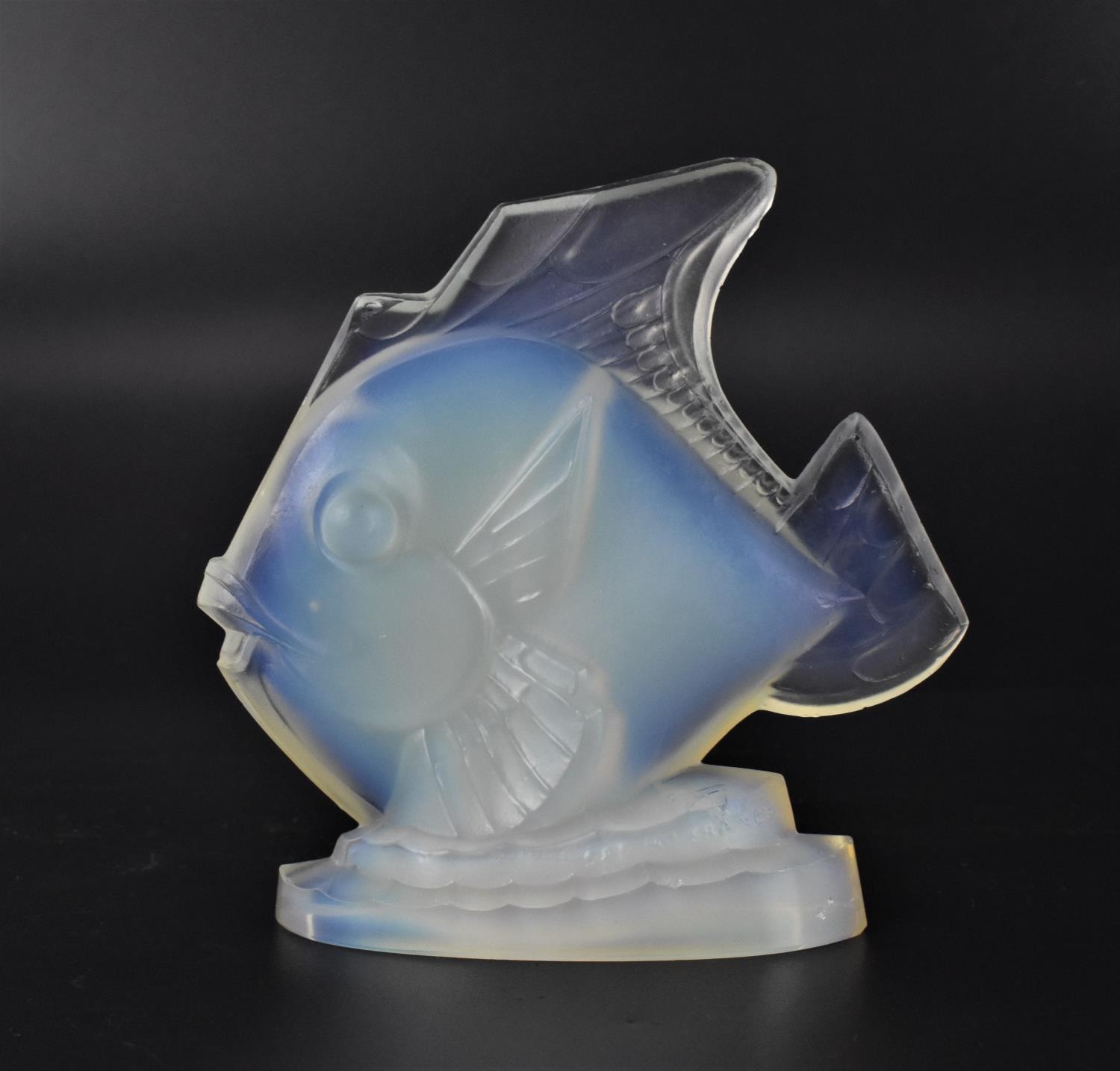An Art Deco style Sabino opalescent glass car mascot of an angelfish, with moulded 'SABINO FRANCE'