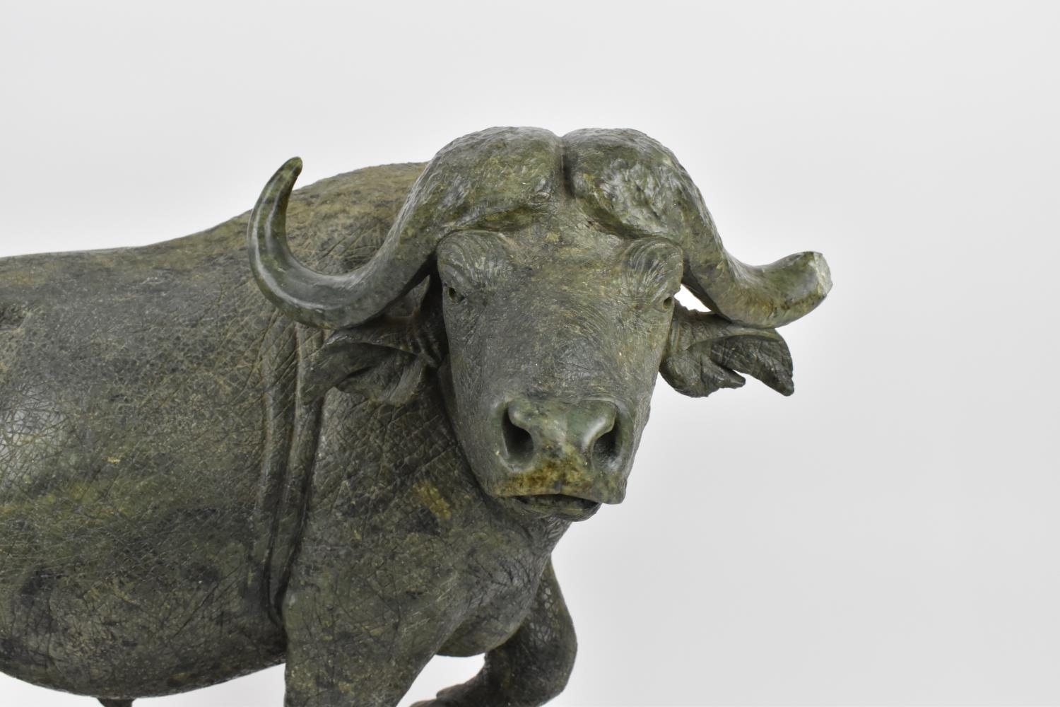 Taurai Maisiri (b. 1959), Zimbabwe a contemporary shona stone sculpture of a water buffalo, - Image 3 of 8